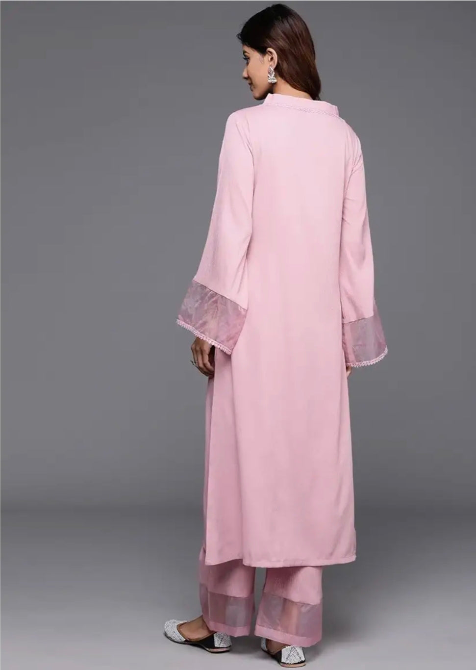 MeeSri Women Pink Straight Kurta Paired with Tonal Bottom – Comfortable and Stylish Outfit for Various Occasions