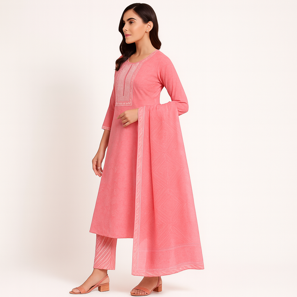 MeeSri Anarkali kurta pant dupatta 3 peice set