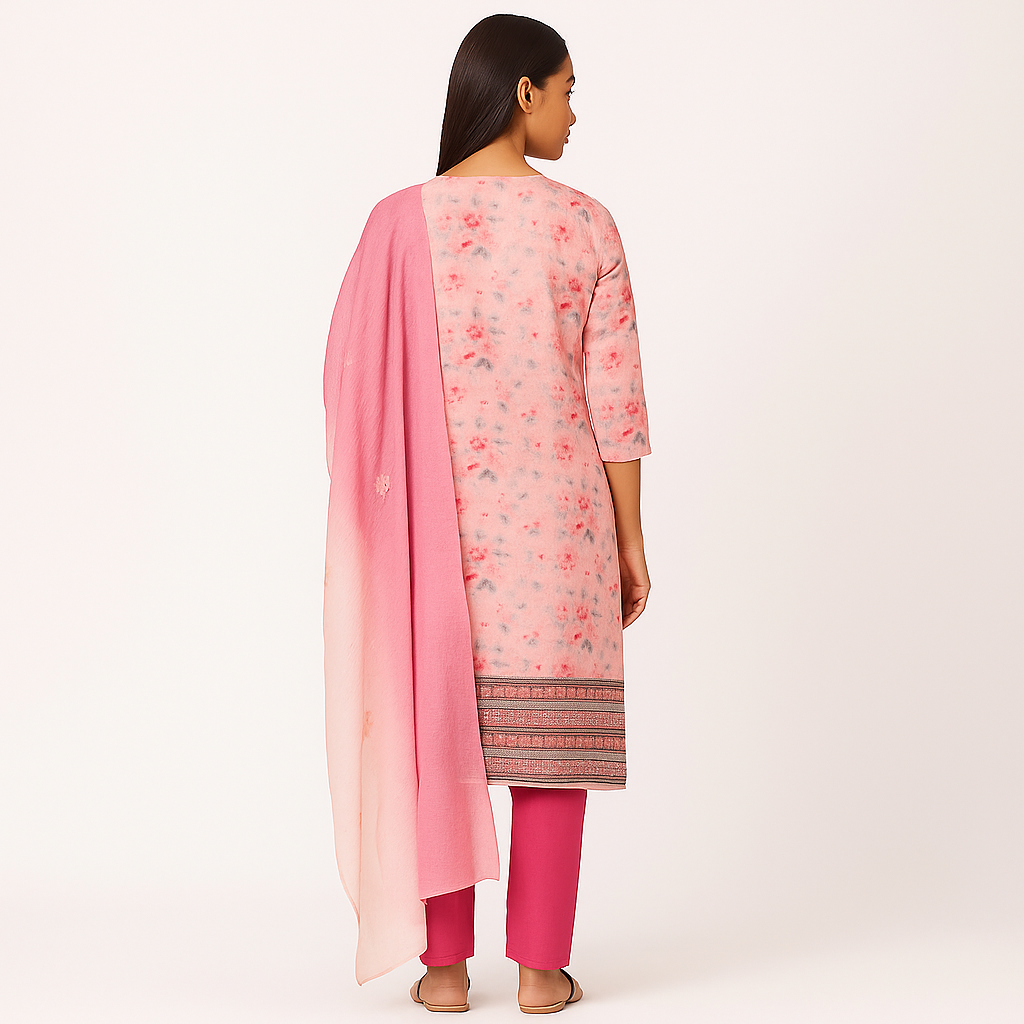 MeeSri Printed Kurta Set with Pants & Dupatta l 3 Piece Ethnic Suit for Casual