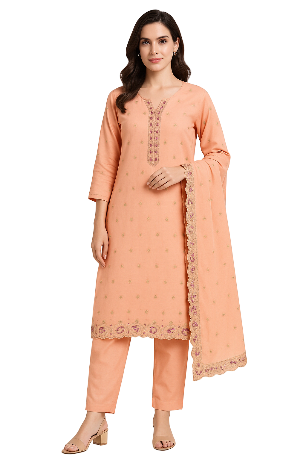 MeeSri Cotton Straight Suit Set with Dupatta | Readymade Kurti Palazoo Set | Cotton Kurta for Womens | 3 Pcs Set| All Size