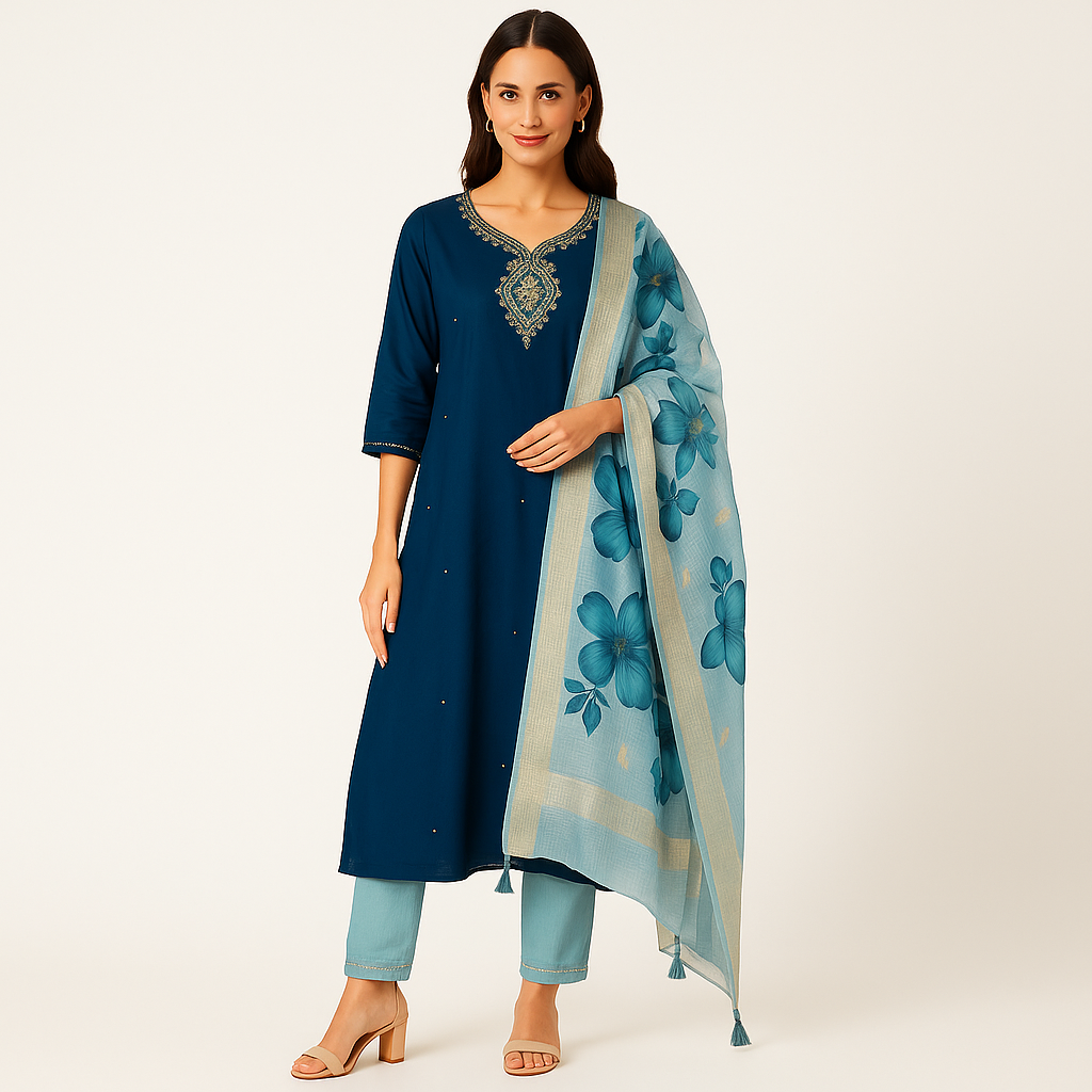 MeeSri Women Kurta with Pant and Dupatta