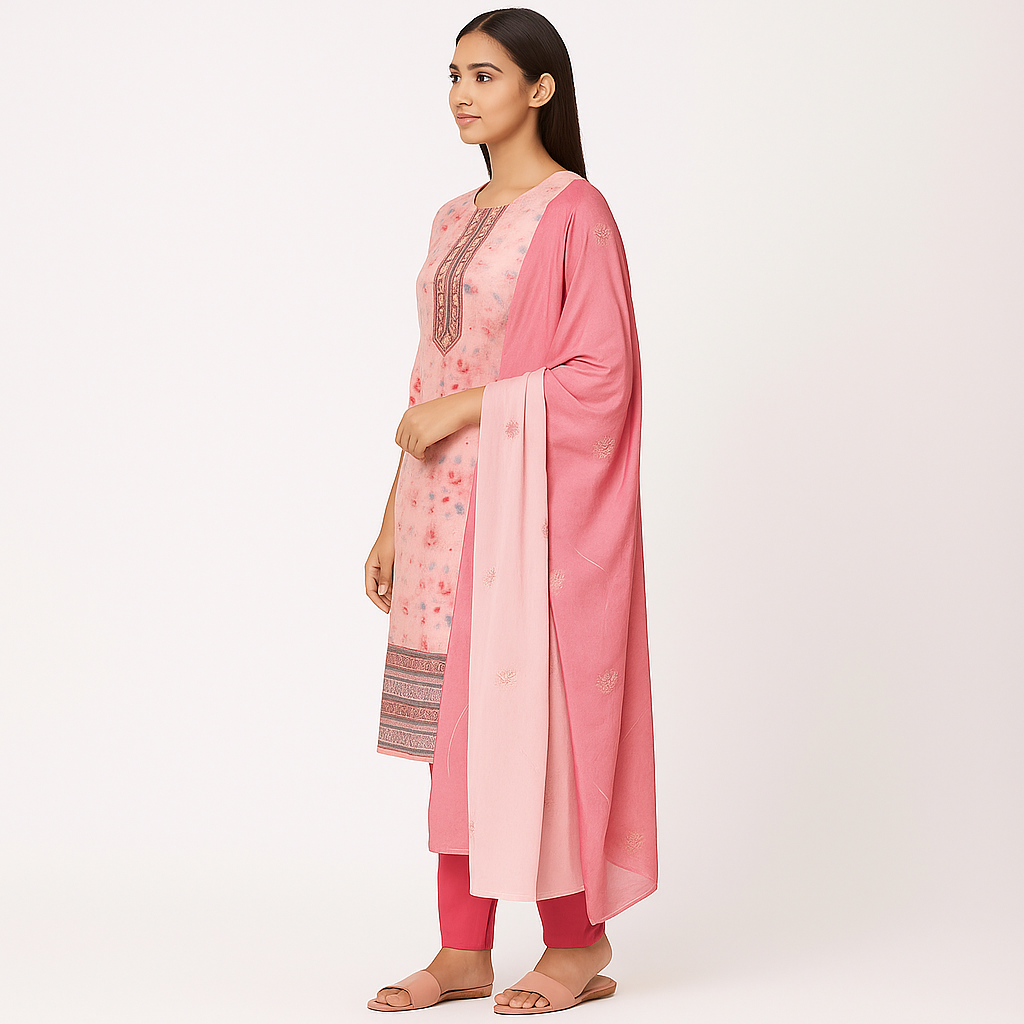 MeeSri Printed Kurta Set with Pants & Dupatta l 3 Piece Ethnic Suit for Casual