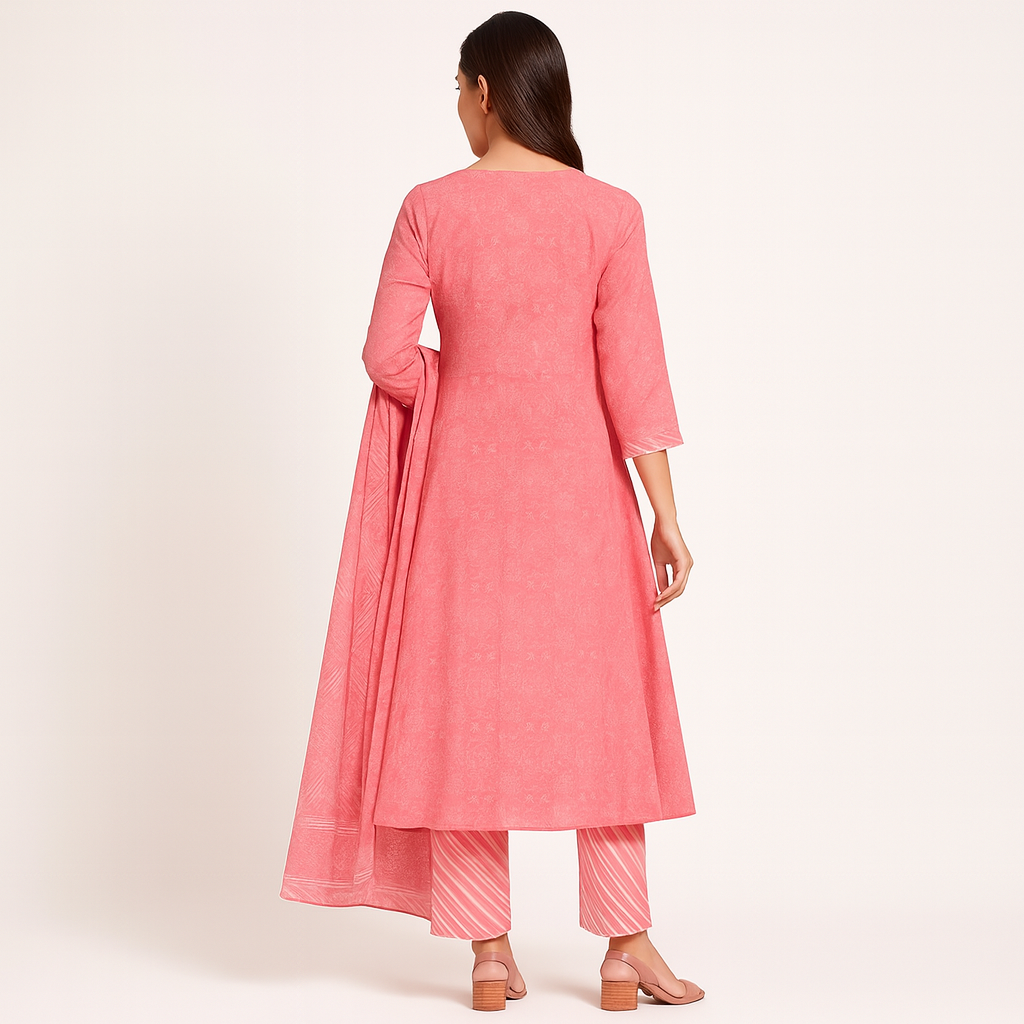 MeeSri Anarkali kurta pant dupatta 3 peice set