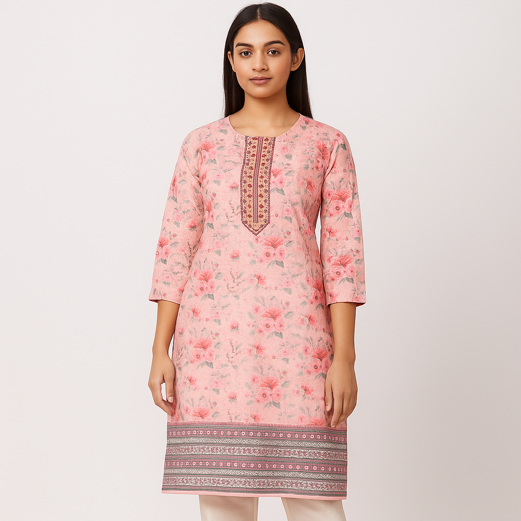 MeeSri Printed Kurta Set with Pants & Dupatta l 3 Piece Ethnic Suit for Casual