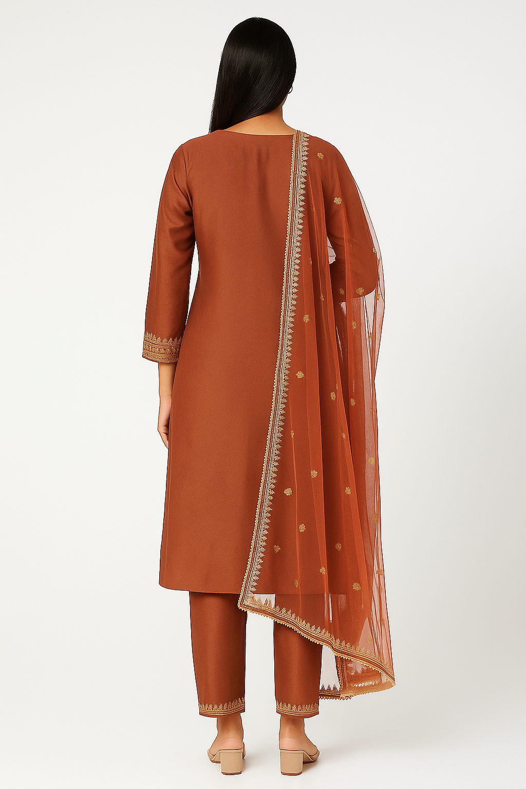 MeeSri Luxury Kurta Set with Pants & Dupatta l 3 Piece Ethnic Suit for Casual