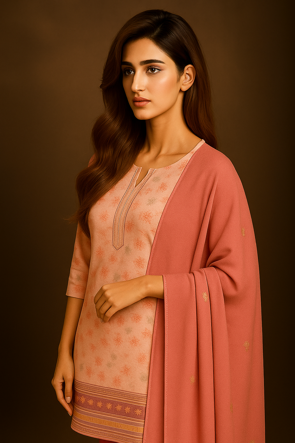 MeeSri Printed Kurta Set with Pants & Dupatta l 3 Piece Ethnic Suit for Casual